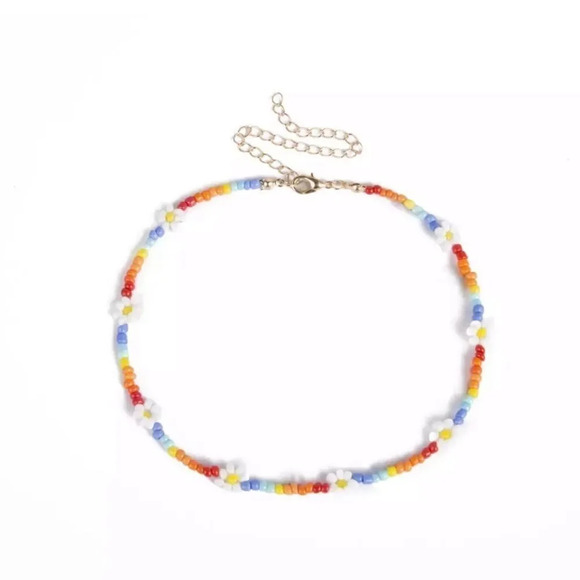 NEW! Dainty “Poppy” Beaded Rainbow Flower Necklace - Picture 10 of 11